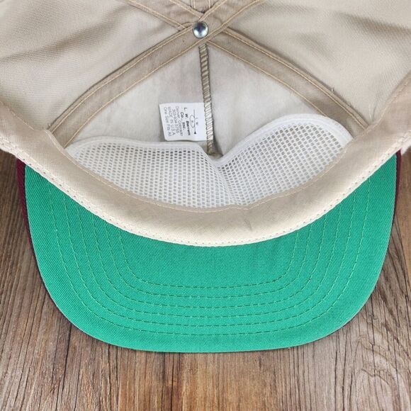 VINTAGE Farmers Union Insurance Hat Cap Snapback Maroon Made in USA L.W. Barrett - Picture 8 of 11